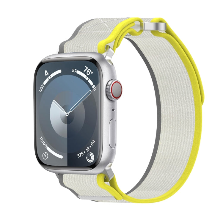 Frendorf | Für Apple Watch SE 40mm Doppelschlaufe und Loop Schneller Nylon Armband (Gelb + Beige)
