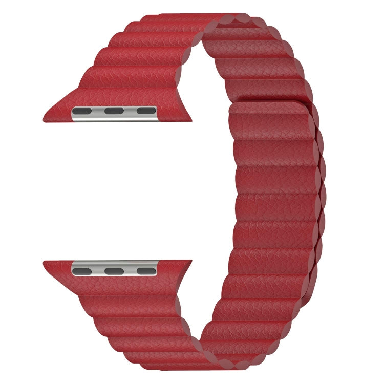 Frerndorf | Universelles Leder-Magnetarmband für Apple Watch Series 7 41mm / 6 & SE & 5 & 4 40mm / 3 & 2 & 1 38mm(rot)