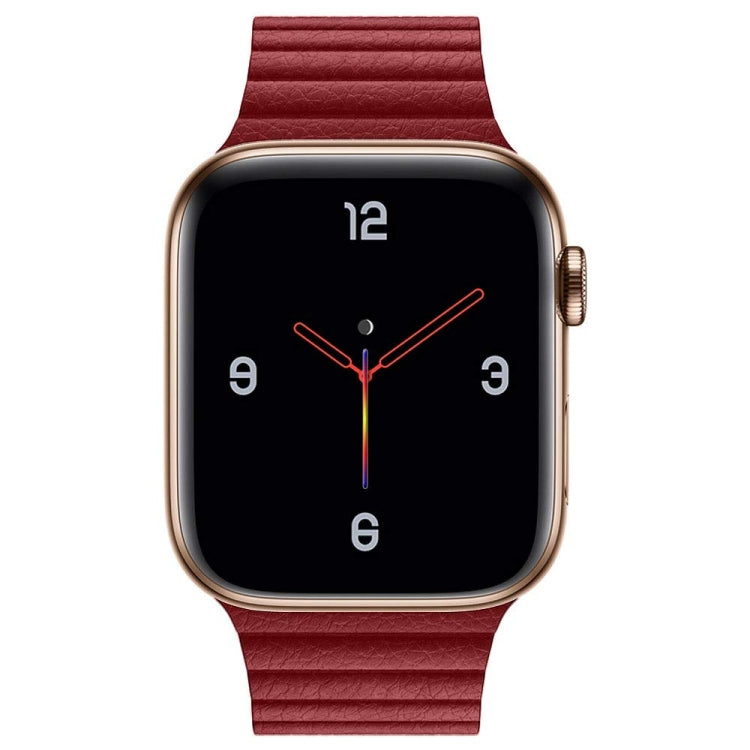 Frerndorf | Universelles Leder-Magnetarmband für Apple Watch Series 7 41mm / 6 & SE & 5 & 4 40mm / 3 & 2 & 1 38mm(rot)