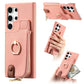 Frendorf | Für Samsung Galaxy S24 Ultra 5G Litchi Leather Oil Edge Ring Zipper Wallet Back Phone Case (Pink)