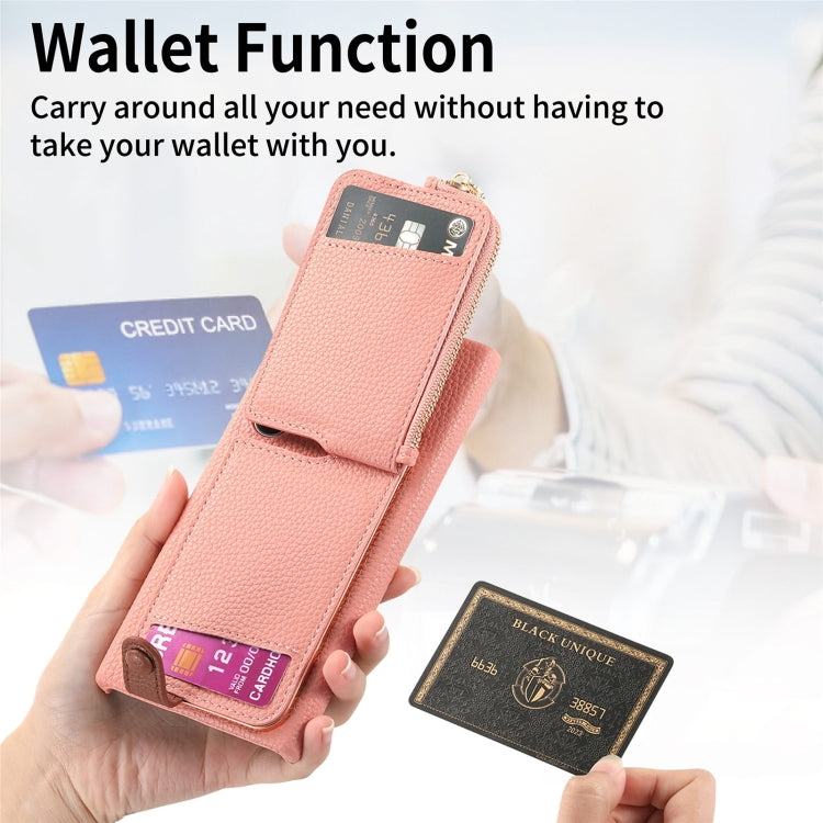 Frendorf | Für Samsung Galaxy S24 Ultra 5G Litchi Leather Oil Edge Ring Zipper Wallet Back Phone Case (Pink)