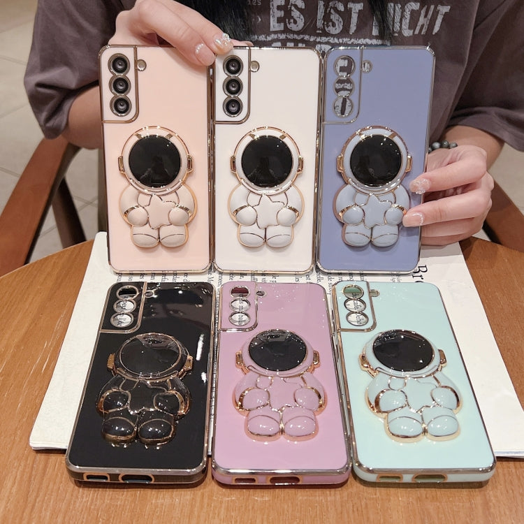 Frendorf | Für Samsung Galaxy S24 Ultra 5G Umarmung Sterne Elektroplating Astronaut Halter Telefon Hülle (Schwarz)