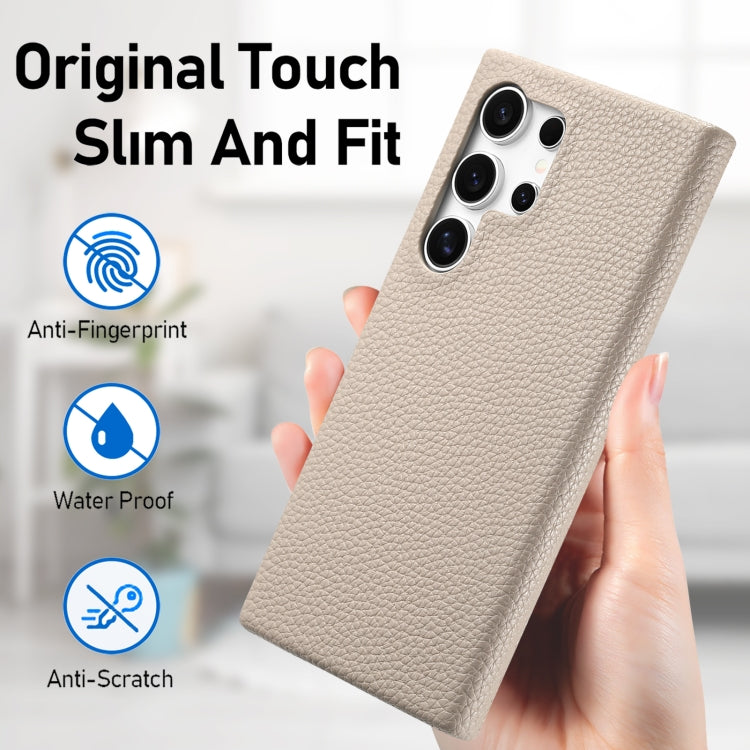 Frendorf | Für Samsung Galaxy S24 Ultra 5G Litchi Oil Edge Leder Rückenschutzhülle (Khaki)