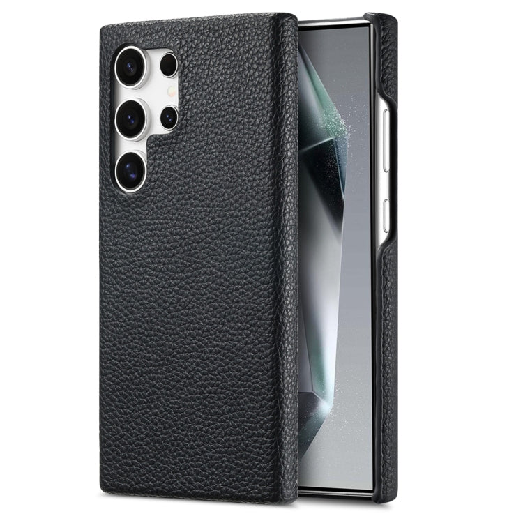 Frendorf | Für Samsung Galaxy S24 Ultra 5G Litchi Oil Edge Leder Rückseite Handyhülle (Schwarz)