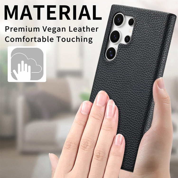 Frendorf | Für Samsung Galaxy S24 Ultra 5G Litchi Oil Edge Leder Rückseite Handyhülle (Schwarz)