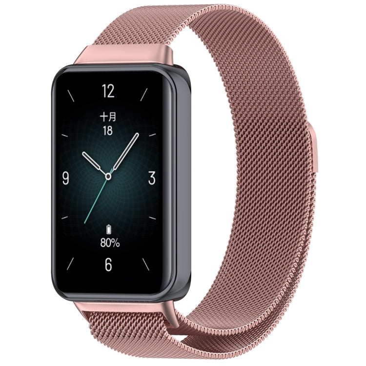 Frendorf | Für Honor Band 9 Milan Magnetic Steel Mesh Uhrband (Rosa)