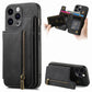 Frendorf | Für iPhone 14 Pro Max Retro Leder Reißverschluss Brieftasche Rücken Handyhülle (Schwarz)