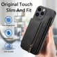 Frendorf | Für iPhone 14 Pro Max Retro Leder Reißverschluss Brieftasche Rücken Handyhülle (Schwarz)