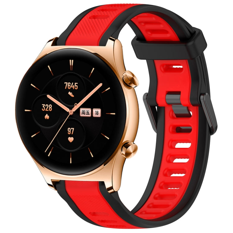 Frendorf | For Honor Watch GS 3 22mm Zwei Farben Texturiertes Silikon Uhrenband (Rot+Schwarz)