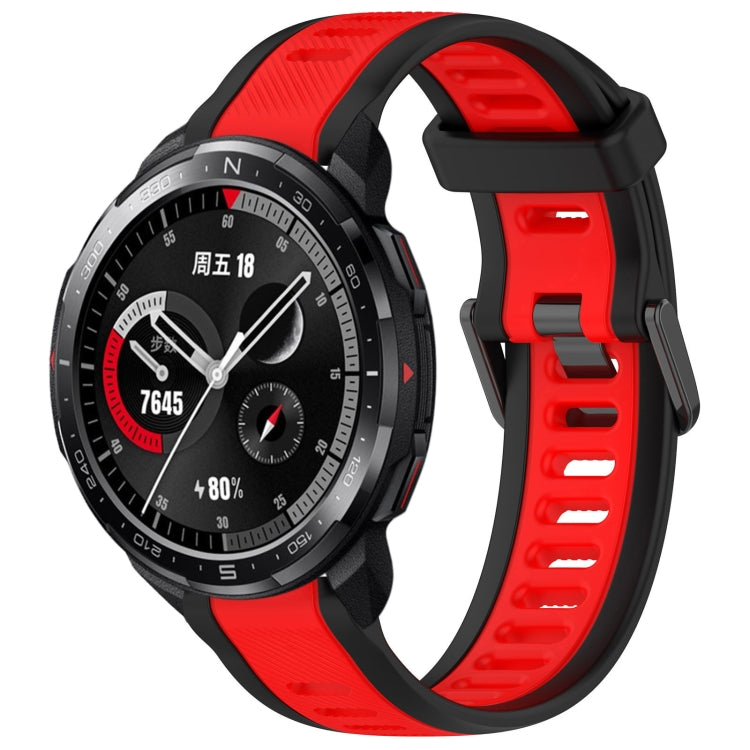 Frendorf | Für Honor Uhr GS Pro 22mm Zwei Farben Strukturierte Silikon-Uhrenarmband (Rot+Schwarz)