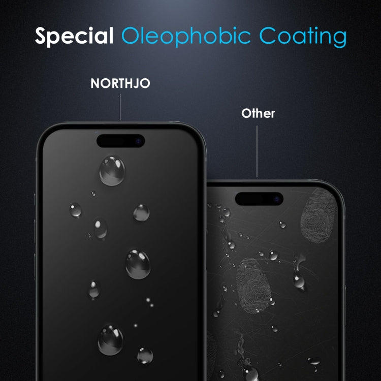 Frendorf | Für iPhone 16 NORTHJO A++ 28 Grad Datenschutz Voll-Gel Klebefolie Seiden-Druck gehärtetes Glas Film