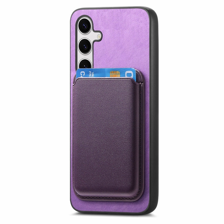 Frendorf | Für Samsung Galaxy S24 Ultra 5G Retro Magsafe Karten Tasche PU Rückabdeckung Handyhülle (Lila)
