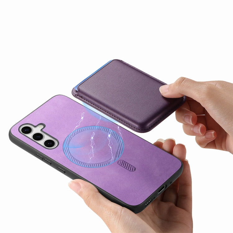Frendorf | Für Samsung Galaxy S24 Ultra 5G Retro Magsafe Karten Tasche PU Rückabdeckung Handyhülle (Lila)