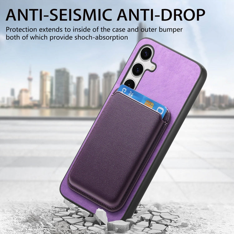Frendorf | Für Samsung Galaxy S24 Ultra 5G Retro Magsafe Karten Tasche PU Rückabdeckung Handyhülle (Lila)