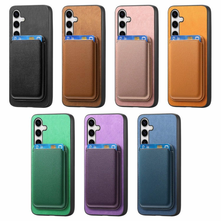 Frendorf | Für Samsung Galaxy S24 Ultra 5G Retro Magsafe Karten Tasche PU Rückabdeckung Handyhülle (Lila)
