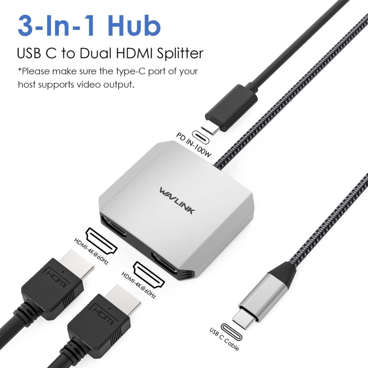 Frendorf | WAVLINK WL-UHP510Pro 4K/60Hz Video Converter USB-C Male zu Dual HDMI Female Adapter