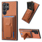 Frendorf | Für Samsung Galaxy S24 Ultra 5G Carbon Fiber Fold Stand Elastic Card Bag Handyhülle (Braun)