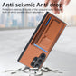 Frendorf | Für Samsung Galaxy S24 Ultra 5G Carbon Fiber Fold Stand Elastic Card Bag Handyhülle (Braun)