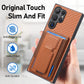 Frendorf | Für Samsung Galaxy S24 Ultra 5G Carbon Fiber Fold Stand Elastic Card Bag Handyhülle (Braun)