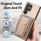 Frendorf | Für Samsung Galaxy S24 Ultra 5G Carbonfaser Fold Stand Elastic Card Bag Handyhülle (Khaki)