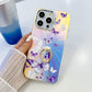 Frendorf | Für iPhone 13 Pro Max Elektrowannen-Laser-Schmetterlingsringhalter-Handyhülle (Weiß lila Schmetterlinge AB6)