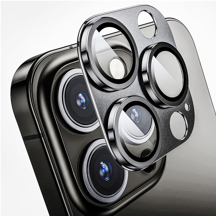 Frendorf | Für iPhone 16 Pro / 16 Pro Max ENKAY Anti-Reflex Kameraobjektiv Aluminiumlegierung Gehärtetes Glas Folie (Grau)