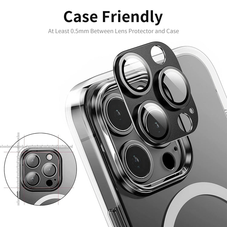 Frendorf | Für iPhone 16 Pro / 16 Pro Max ENKAY Anti-Reflex Kameraobjektiv Aluminiumlegierung Gehärtetes Glas Folie (Grau)