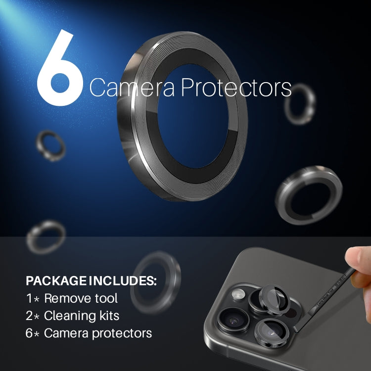 Frendorf | Für iPhone 16 Pro / Pro Max NORTHJO 2 Sets 6 Stück Kameraobjektivschutz Abdeckung Metallring Folie (Schwarz)