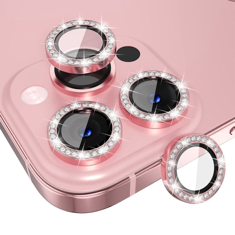 Frendorf | Für iPhone 16 Pro / 16 Pro Max ENKAY AR Anti-Reflexion Individueller Diamantring Kamera-Linsen-Glas Volles Folie (Pink)