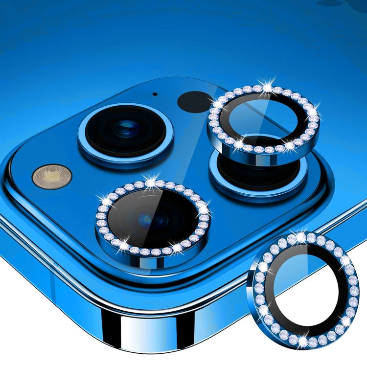 Frendorf | Für iPhone 16 Pro / 16 Pro Max ENKAY AR Anti-Reflexions Einzigartiger Diamantring Kameraobjektivglas Vollständige Folie (Meerblau)