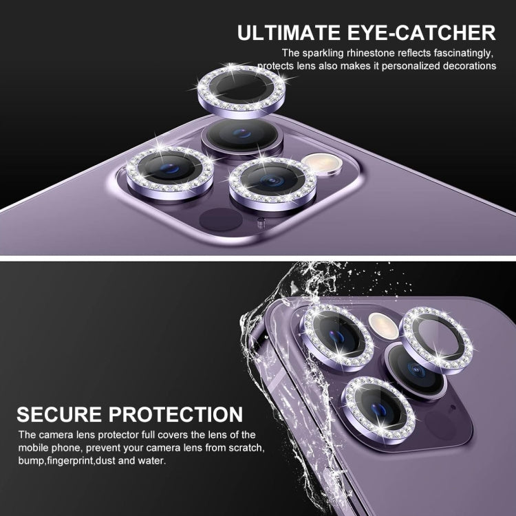 Frendorf | Für iPhone 16 Pro / 16 Pro Max ENKAY AR Anti-Reflexions Einzigartiger Diamantring Kameraobjektivglas Vollständige Folie (Meerblau)