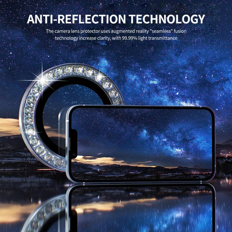 Frendorf | Für iPhone 16 Pro / 16 Pro Max ENKAY AR Anti-Reflexion Individueller Diamantring Kamera-Linsen-Glas Volles Folie (Pink)