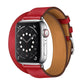 Frendorf | Für Apple Watch 3 / 2 / 1 Generation 42mm Universelles Leder Doppel-Loop Armband (rot)
