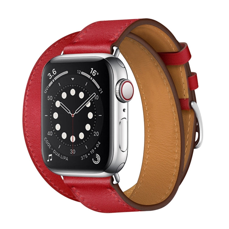 Frendorf | Für Apple Watch 3 / 2 / 1 Generation 42mm Universelles Leder Doppel-Loop Armband (rot)