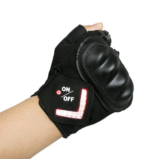 Frendorf | Automatische Induktions-Blinkerhandschuhe Reiter Warnlicht Handschuhe, Farbe: Schwarz(XL)