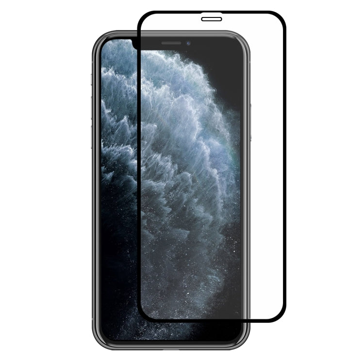 Frendorf | Für iPhone 11 Pro Max Hat-Prince 2 in 1 Vollkleber 0.26mm 9H 2.5D gehärtetes Glas Vollsichtschutz + 0.2mm 9H 2.15D abgerundete Kante Rückkamera Linse gehärtete Glasfolie