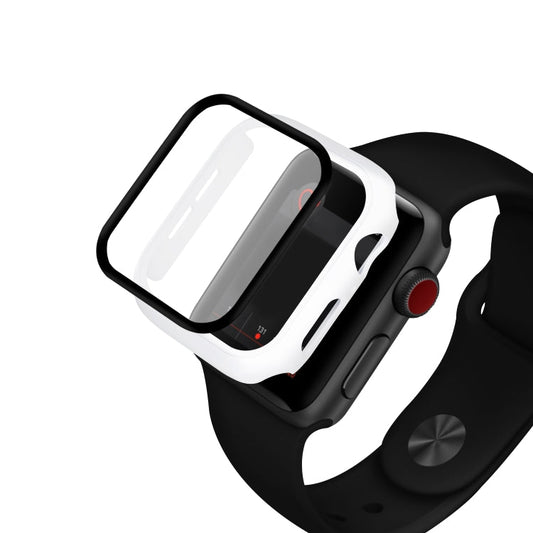 Frendorf | ENKAY Hat-prince Vollschutz PC-Hülle + Gehärteter Glas Schutz für Apple Watch Series 5 / 4 44mm (Weiß)