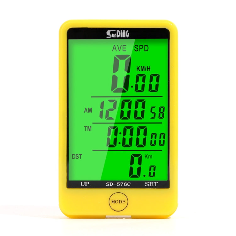 Frendorf | SUNDING SD-576C Fahrrad LCD Hintergrundbeleuchtung Stoppuhr Fahrrad Geschwindigkeitsmesser Fahrrad Kilometerzähler Stoppuhr (Gelb)