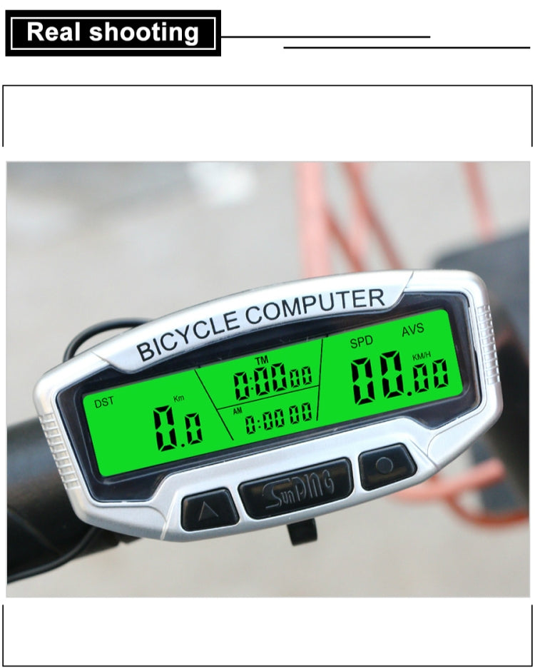 Frendorf | SUNDING SD-558C Fahrrad Computer Drahtlos Digital LCD Hintergrundbeleuchtung Straße Geschwindigkeitsmesser Stoppuhr Geschwindigkeitsmesser