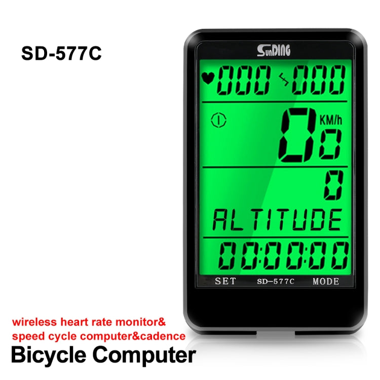 Frendorf | SUNDING SD-577C FahrrComputer LCD Hintergrundbeleuchtung Wasserdicht Drahtlos Stoppuhr MTB Fahrrad Kilometerzähler Stoppuhr Fahrrad Geschwindigkeitsmesser