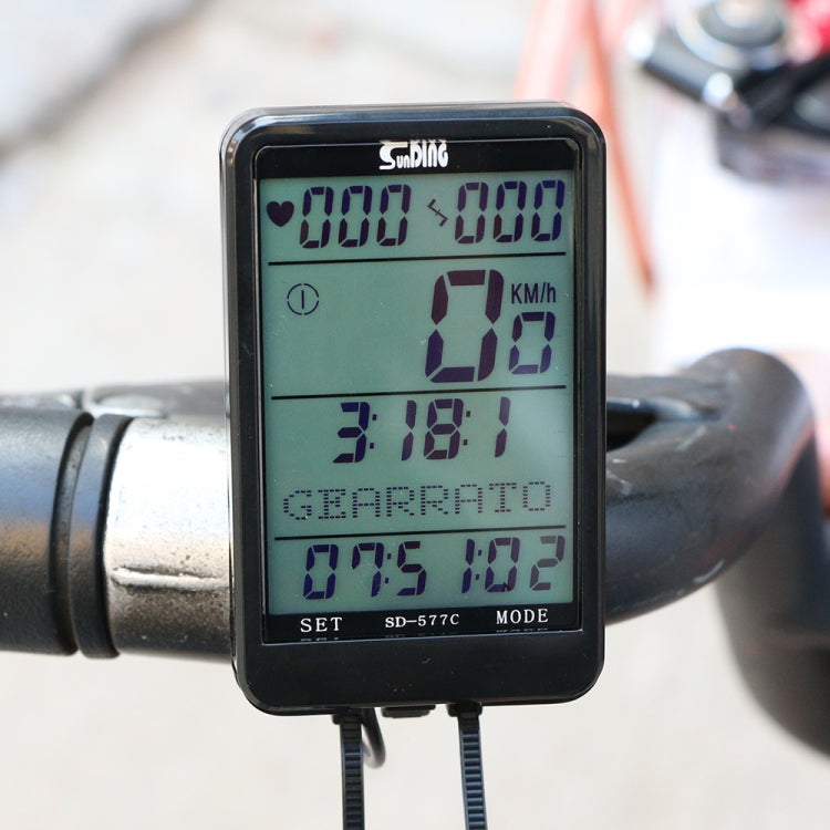 Frendorf | SUNDING SD-577C FahrrComputer LCD Hintergrundbeleuchtung Wasserdicht Drahtlos Stoppuhr MTB Fahrrad Kilometerzähler Stoppuhr Fahrrad Geschwindigkeitsmesser