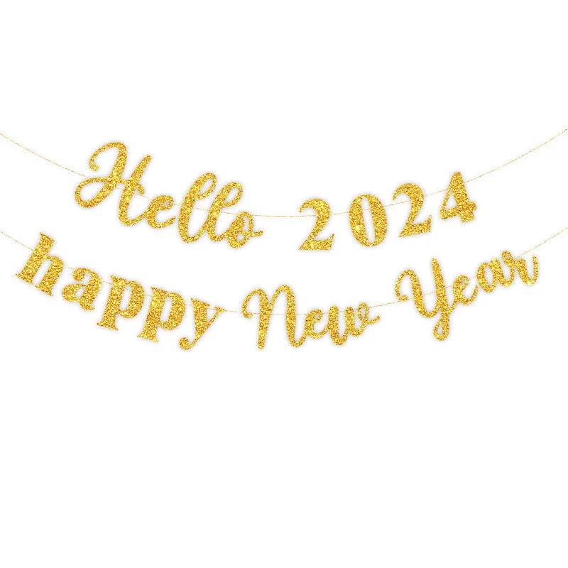 Neujahrsservietten Pappteller Becher Neujahr Tischdecken Tischüberwurf 2024 Neujahrsparty Dekorationen Silvesterparty Zubehör