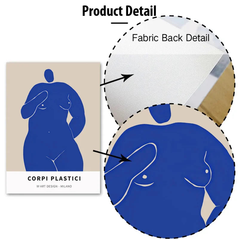 Nordic Simple Aesthetics Wandkunst Nude Linie Blau Abstrakt HD Öl Auf Leinwand Poster Zuhause Schlafzimmer Wohnzimmer Dekoration Geschenk