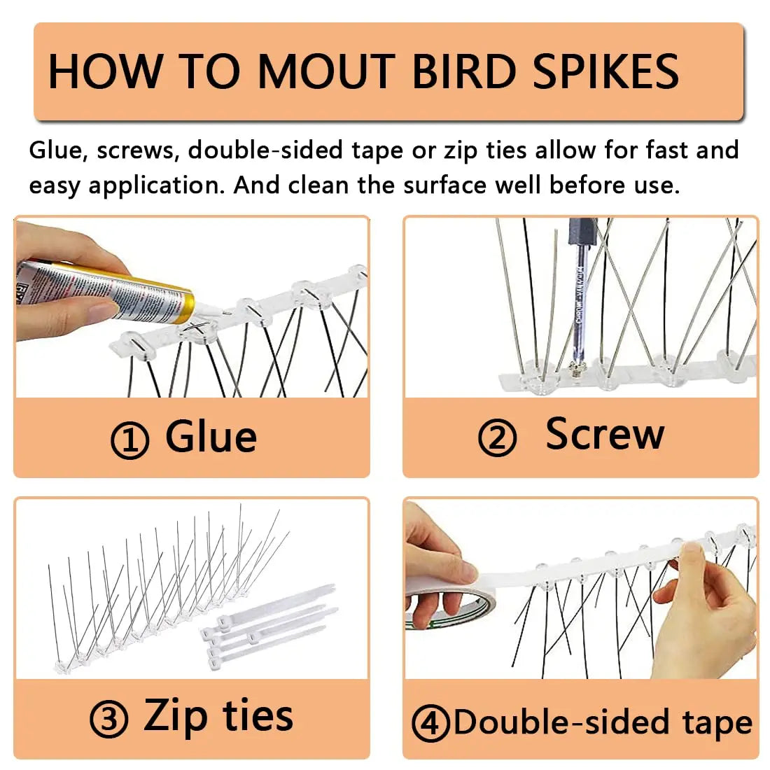 Frendorf | BirdGuard | Taubenabwehr-Spikes | Wetterfest & Flexibel | Tierfreundlich | 12er-Set