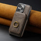 Frendorf | 2 in 1 abnehmbares Leder Karten Slot Ring Halter Wallet Case für iPhone 16 15 14 13 12 Pro Max Plus Magnetische vertikale Tasche Cover