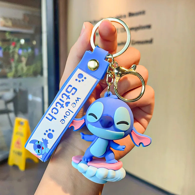 Anime Disney Schlüsselanhänger - Süßer Mickey Mouse, Minnie, Lilo und Stitch Cartoon Schlüsselring, Ornament und Autoanhänger, Perfekte Geschenke für Kinder