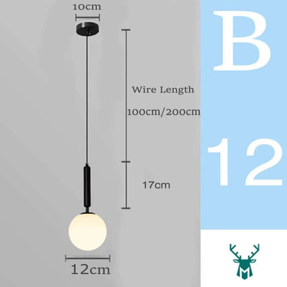 Mid-Century Modern Glas Ball Pendelleuchte