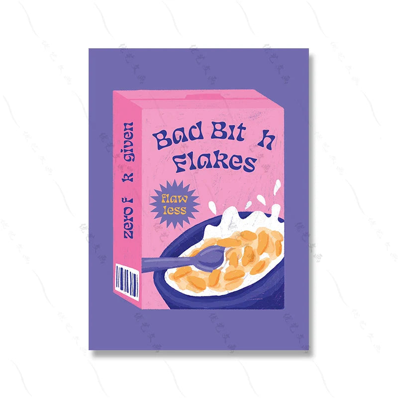 Abstraktes Buntes Bild Schwimmbad Kunst Poster Druck Romantisches Mädchen trinkt Milch Kuchen Leinwand Malerei Wohnzimmer Wohnkultur