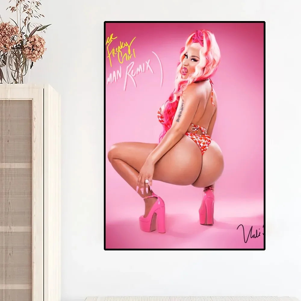Moderne Pink Ästhetik Wandkunst Sängerin Nicki Mina HD Öl auf Leinwand Poster und Drucke Zuhause Schlafzimmer Wohnzimmer Dekor Geschenke