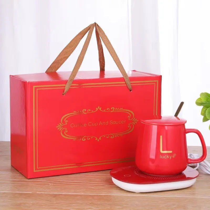 400ML Kaffeetasse Untersetzer Set 55 Grad Temperaturhalte Automatische Heizung Keramikbecher